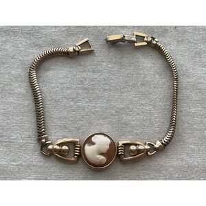 vintage Signed Reisler .025 gold-filled shell cameo bracelet Estate Jewelry